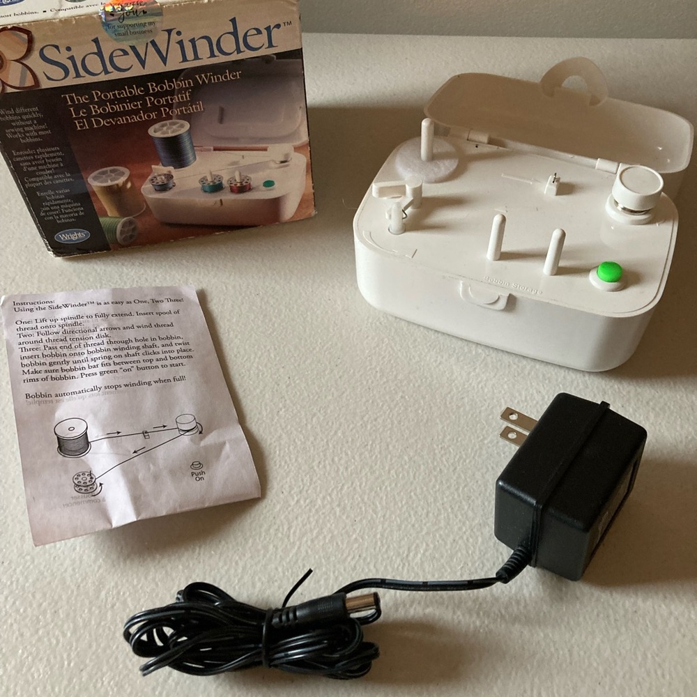 Sidewinder Portable Bobbin Winder Runs on Batteries or Power Cord